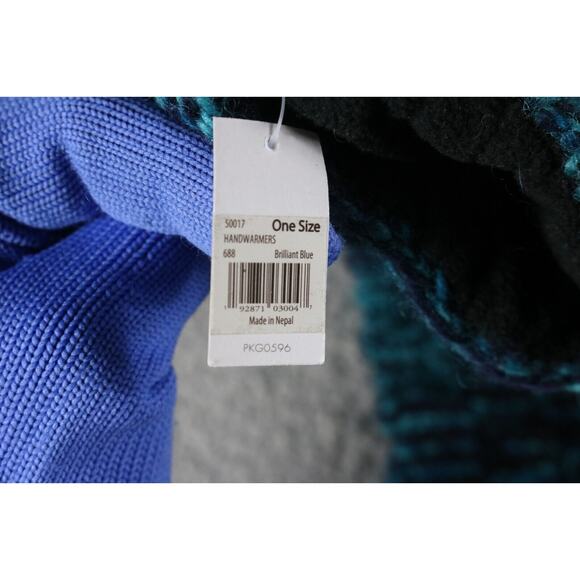 New NOBLE Equestrian Mittens Blue Green Wool Fleece Lined Fingerless Gloves - Picture 3 of 3